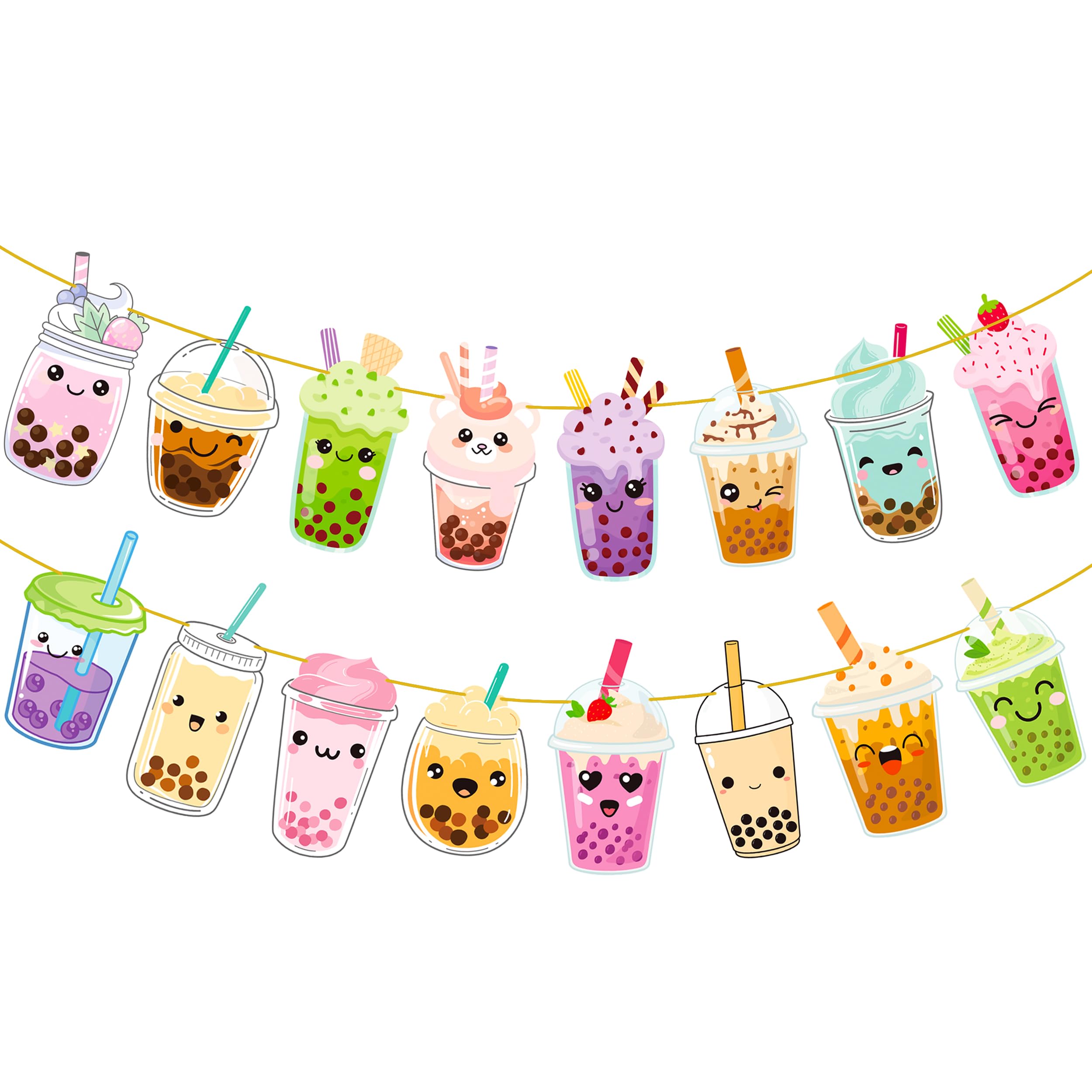 2Pcs Bubble Milk Tea Party Banners Bubble Tea Birthday Party Decorations Pearl Milk Tea Cutout Banners Boba Tea Party Decorations for Bubble Boba Tea Theme Birthday Party Baby Shower Supplies