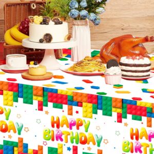 Building Block Party Tablecloths, 3pcs Building Block Party Decorations Tablecloths set - Building Blocks Tablecloth, Building Block Party Table Cover for Building Block Birthday Party Supplies