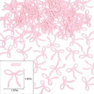 190PCS Pink Bow Confetti - Bow Bachelorette Party Decorations,Bridal Shower Wedding Table Confetti,She's Tying The Knot Bachelorette Confetti,Pink Bow Scatter Confetti Photo Props,Girly