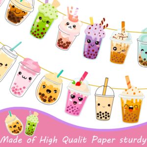 2Pcs Bubble Milk Tea Party Banners Bubble Tea Birthday Party Decorations Pearl Milk Tea Cutout Banners Boba Tea Party Decorations for Bubble Boba Tea Theme Birthday Party Baby Shower Supplies