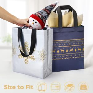 STYPOP 16 Pack 10" Christmas Gift Bags Medium Size with Tissue Paper, Reusable Christmas Tote Bags with Handles, Non-Woven Holiday Gift Bags for Christmas Gift Wrap, 10.2" * 8.3" * 4"