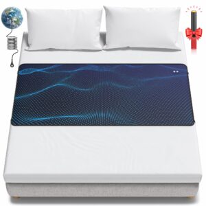 grounding mat for bed, boverey grounded earth connected grounding pad for sleeping, grounding sheets mattress cover grounding kit, grounding cord & tester included (queen)