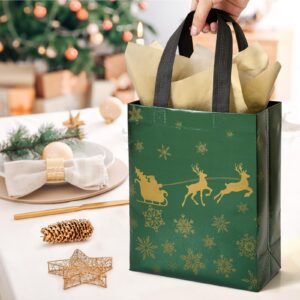 STYPOP 16 Pack 10" Christmas Gift Bags Medium Size with Tissue Paper, Reusable Christmas Tote Bags with Handles, Non-Woven Holiday Gift Bags for Christmas Gift Wrap, 10.2" * 8.3" * 4"