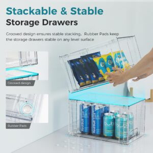 oylik 4 Pack Large Acrylic Drawer Organizer, Stackable Storage Drawers, BPA Free Food Storage Containers, Kitchen Cabinet Pantry, Fridge, Under Sink Organization (Total Capacity 12.2QT)