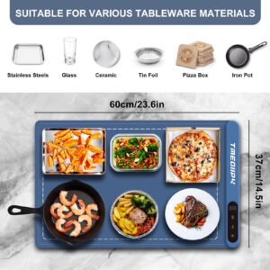 Food Warming Mat - Electric Warming Tray - Silicone Heating Mats for Food, 6 Temperature & Timer Settings, Portable Fast Even Heating trays, Foldable Food Warmer Pad for Party, Buffet, Home Daily Use