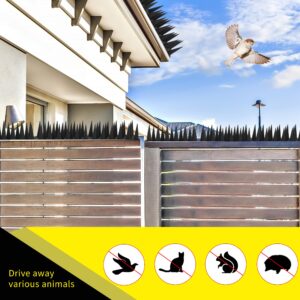 KOKMEYA Bird Spikes, 13.2FT Outdoor Bird Deterrent Spikes Device for Birds Pigeon Woodpecker Squirrel Raccoon Cat, Plastic Bird Deterrent for Outside, Patio, Roof, Sill, Fascia (Black, 12Pcs)