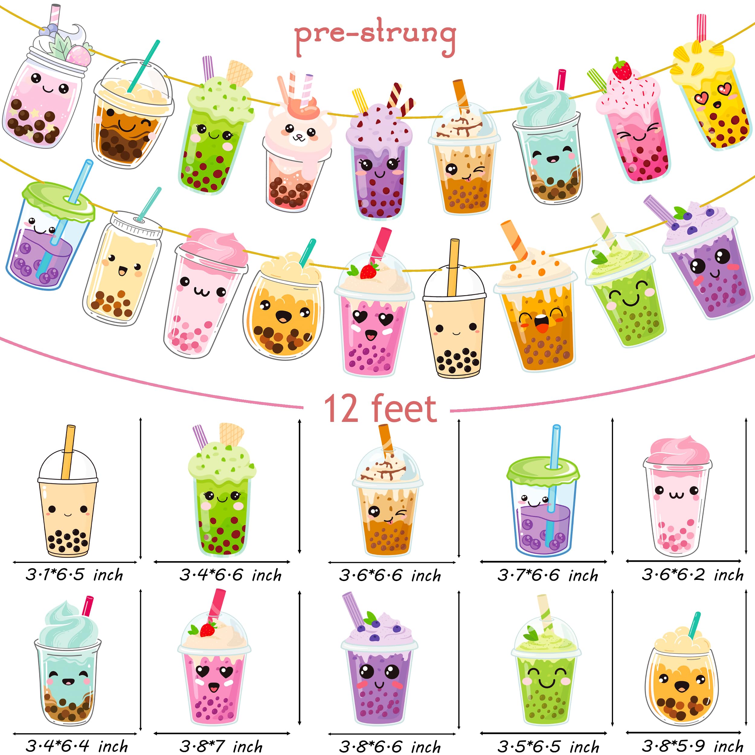 2Pcs Bubble Milk Tea Party Banners Bubble Tea Birthday Party Decorations Pearl Milk Tea Cutout Banners Boba Tea Party Decorations for Bubble Boba Tea Theme Birthday Party Baby Shower Supplies