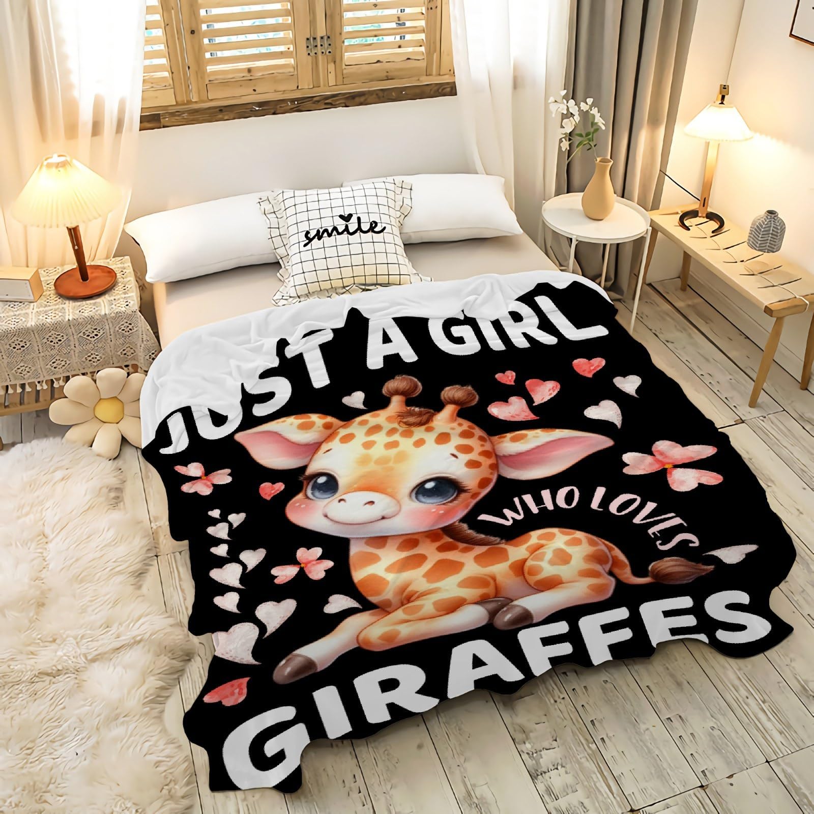 Just A Girl Who Loves Giraffes Blanket for Girls Giraffe Gifts for Women Soft Comfortable Throw Blanket for Bedding Sofa Camping 40x50inches