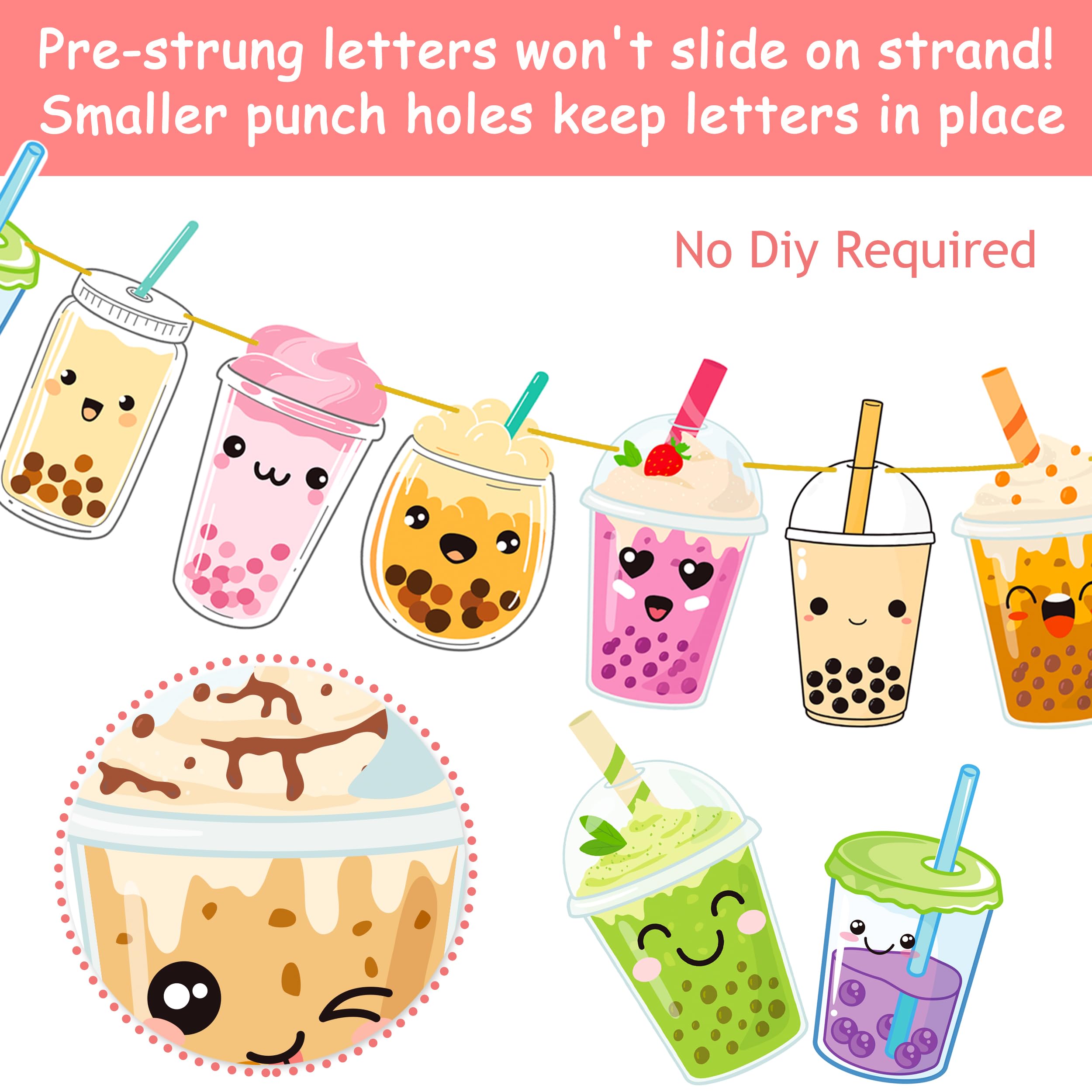 2Pcs Bubble Milk Tea Party Banners Bubble Tea Birthday Party Decorations Pearl Milk Tea Cutout Banners Boba Tea Party Decorations for Bubble Boba Tea Theme Birthday Party Baby Shower Supplies