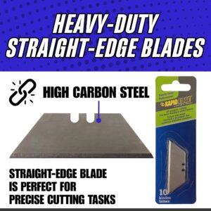 Rapid Edge 1-Pack (100 pieces) Straight-edge Utility Knife Blades, With a Dispenser and a Belt Clip, 100 Replacement Utility Blades