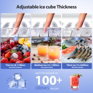 Commercial Ice Maker Machine, 70lbs/24H Stainless Steel Under Counter ice Machine with 10lbs Ice Storage Capacity, Freestanding Ice Maker