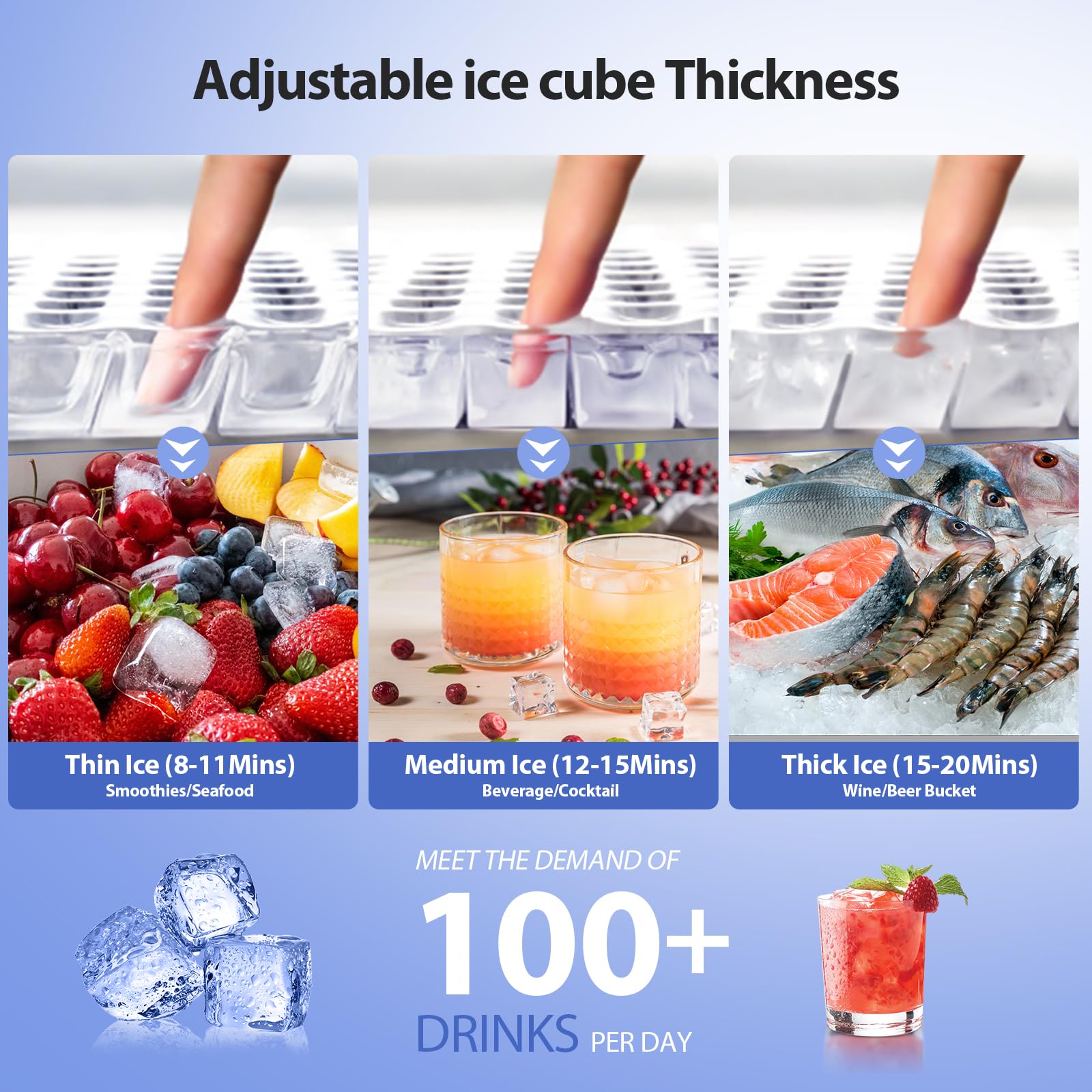 Commercial Ice Maker Machine, 70lbs/24H Stainless Steel Under Counter ice Machine with 10lbs Ice Storage Capacity, Freestanding Ice Maker