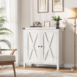 IDEALHOUSE Buffet Cabinet Farmhouse Storage Cabinet with Doors and Shelves, Buffets and Sideboards Entryway Cabinet with Storage Accent Console Cabinet for Living Room, Dining Room (White)