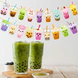 2Pcs Bubble Milk Tea Party Banners Bubble Tea Birthday Party Decorations Pearl Milk Tea Cutout Banners Boba Tea Party Decorations for Bubble Boba Tea Theme Birthday Party Baby Shower Supplies