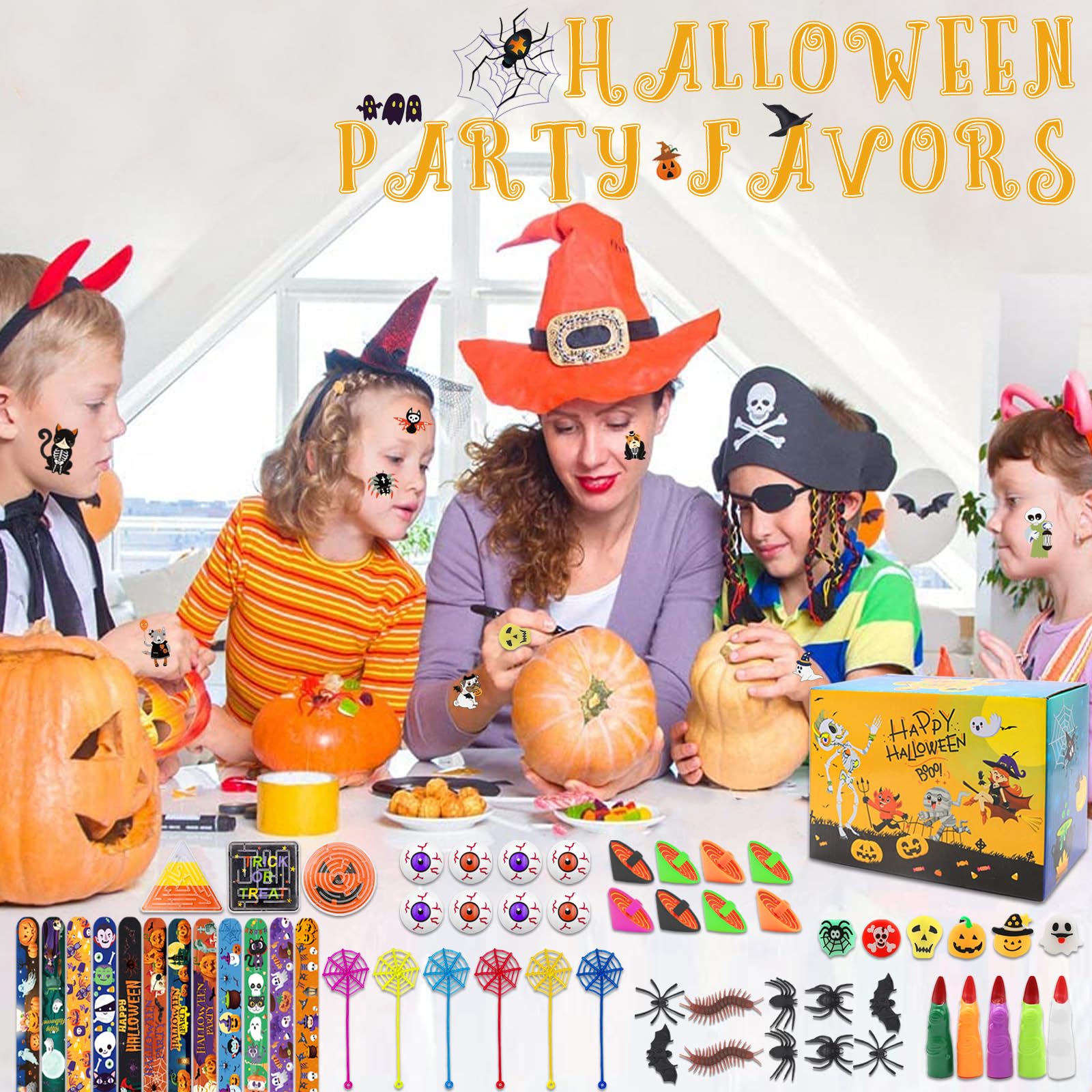 Halloween Party Favors for Kids, Halloween Party Gloves Stuffed Toys Bulk for School Classroom Prizes Non Candy Halloween Treat Boxes for Boys Girls Prizes Halloween Party Supplies