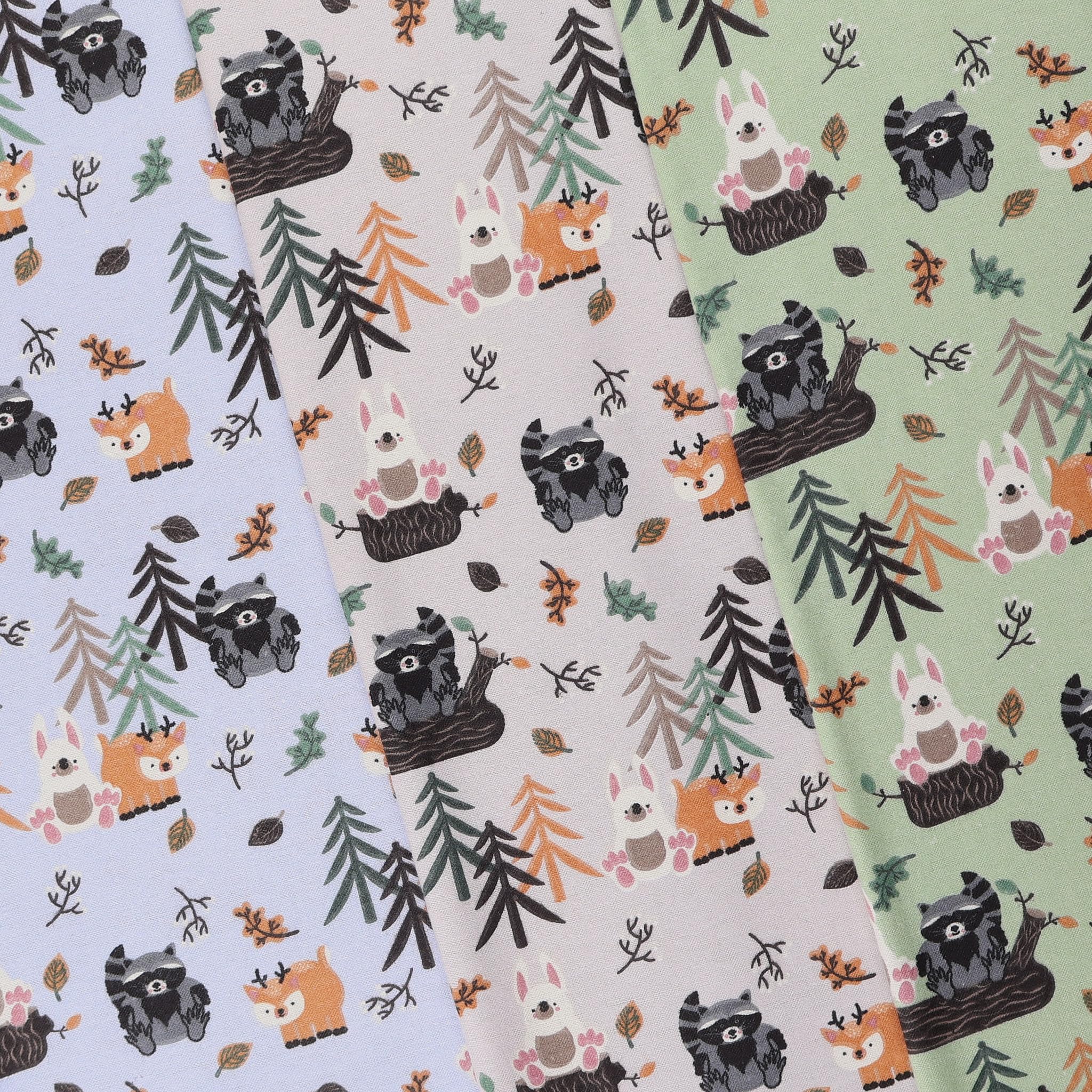 Mook Fabrics Printed Flannel Fabric (44" Wide) Double Brushed, 100% Cotton-Forest Buddies, Post Cut by The Yard