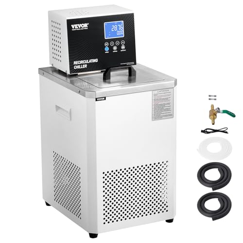 VEVOR Laboratory Chiller Circulator, -5℃ ~100℃ Circulator Pump Chiller, 6L Chiller Lab Low Temperature Cooling Liquid, LCD Display, 304 Stainless Steel Water Bath Recirculating Water Cooling Chiller