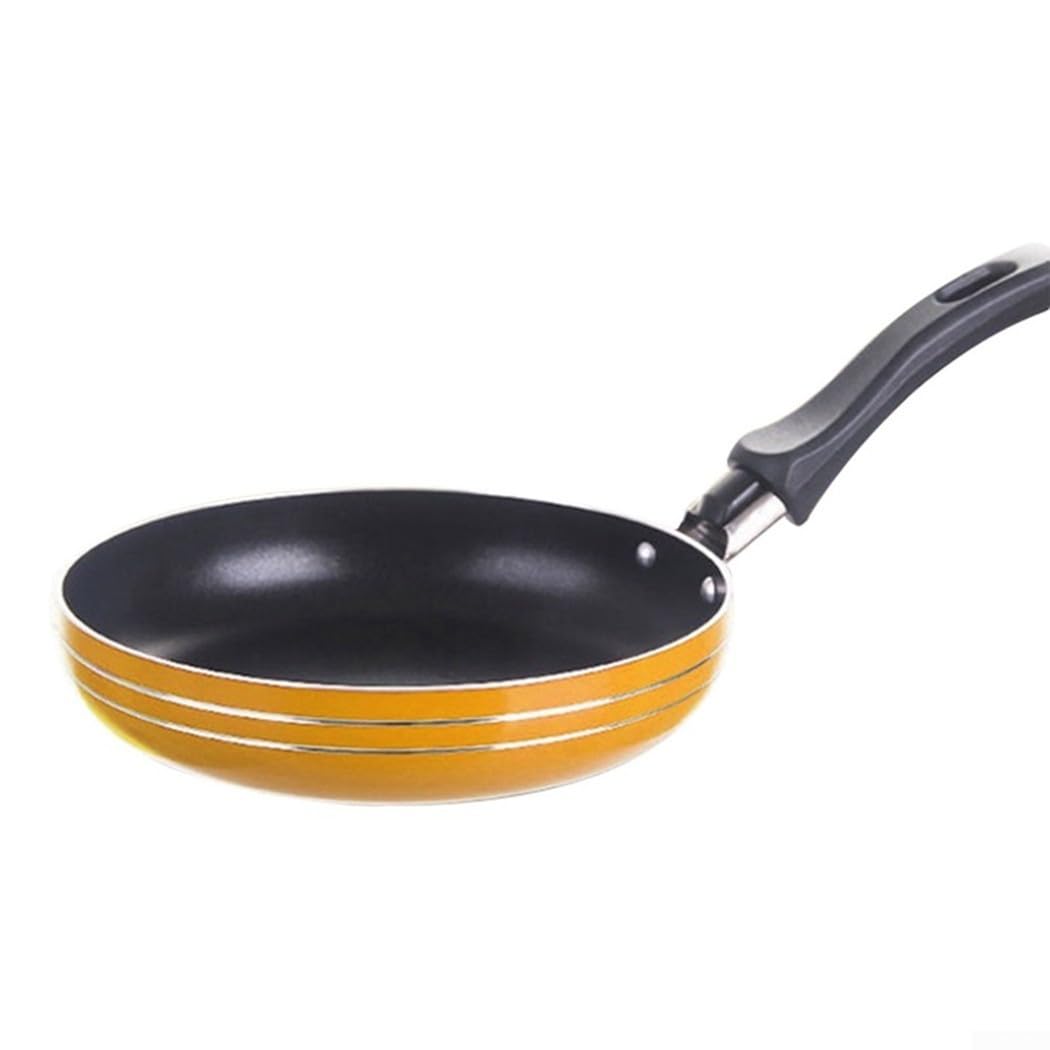 12cm/14cm/16cm Mini Frying Pan, Non-Stick Stainless Steel Frypan Pot Saucepan For Kitchen Cookware, Random color(14cm)