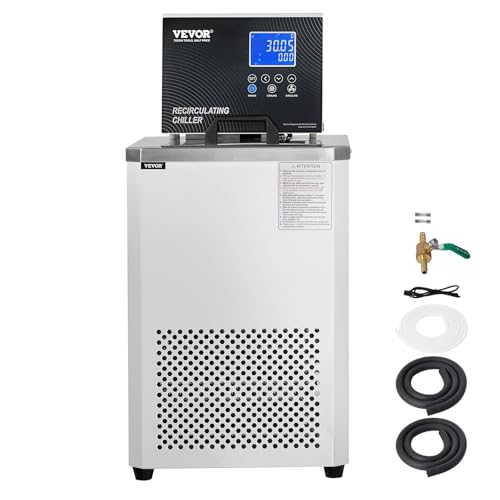 VEVOR Laboratory Chiller Circulator, -20℃ ~100℃ Circulator Pump Chiller, 6L Chiller Lab Low Temperature Cooling Liquid, LCD Display, 304 Stainless Steel Water Bath Recirculating Water Cooling