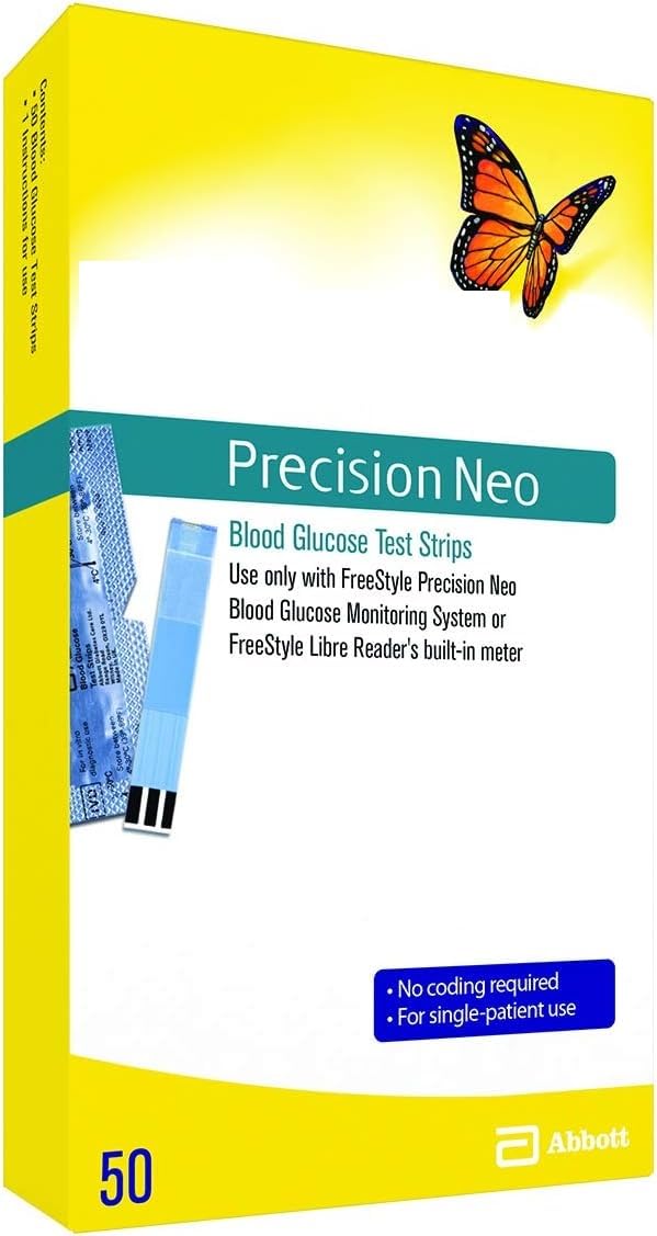 Generic Precision Neo Blood Glucose Test Strips, 50 Strips (Pack of 3), White