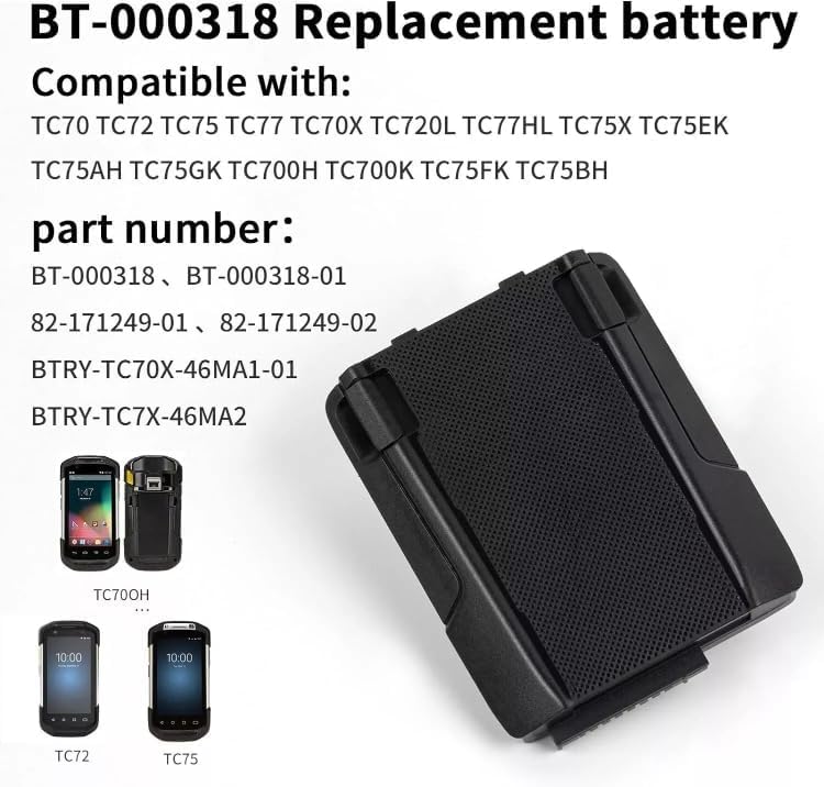 ANCBD 5-Pack BT-000318 Replacement Batteries for Zebra for Symbol TC70 TC70X TC700H TC700K TC72 TC75 TC75X TC75EK TC75AH TC75GK TC77 TC77HL TC20XL BT-000318-01 BTRY-TC70X-46MA1-01 Barcode Scanner