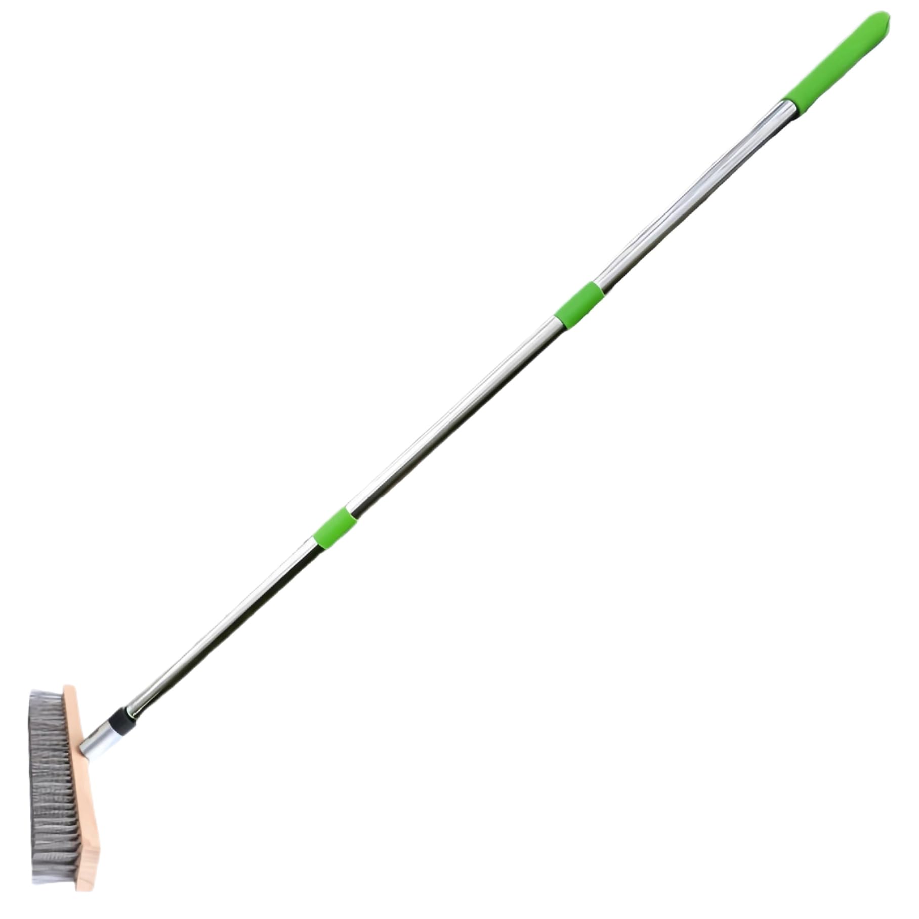 Wire Broom Stainless Steel with Handle 47.2'' Adjustable Deck Scrubber Outdoor Heavy Duty Garden Broom for Moss Concrete Floor Sidewalks Decks, Outdoor Broom