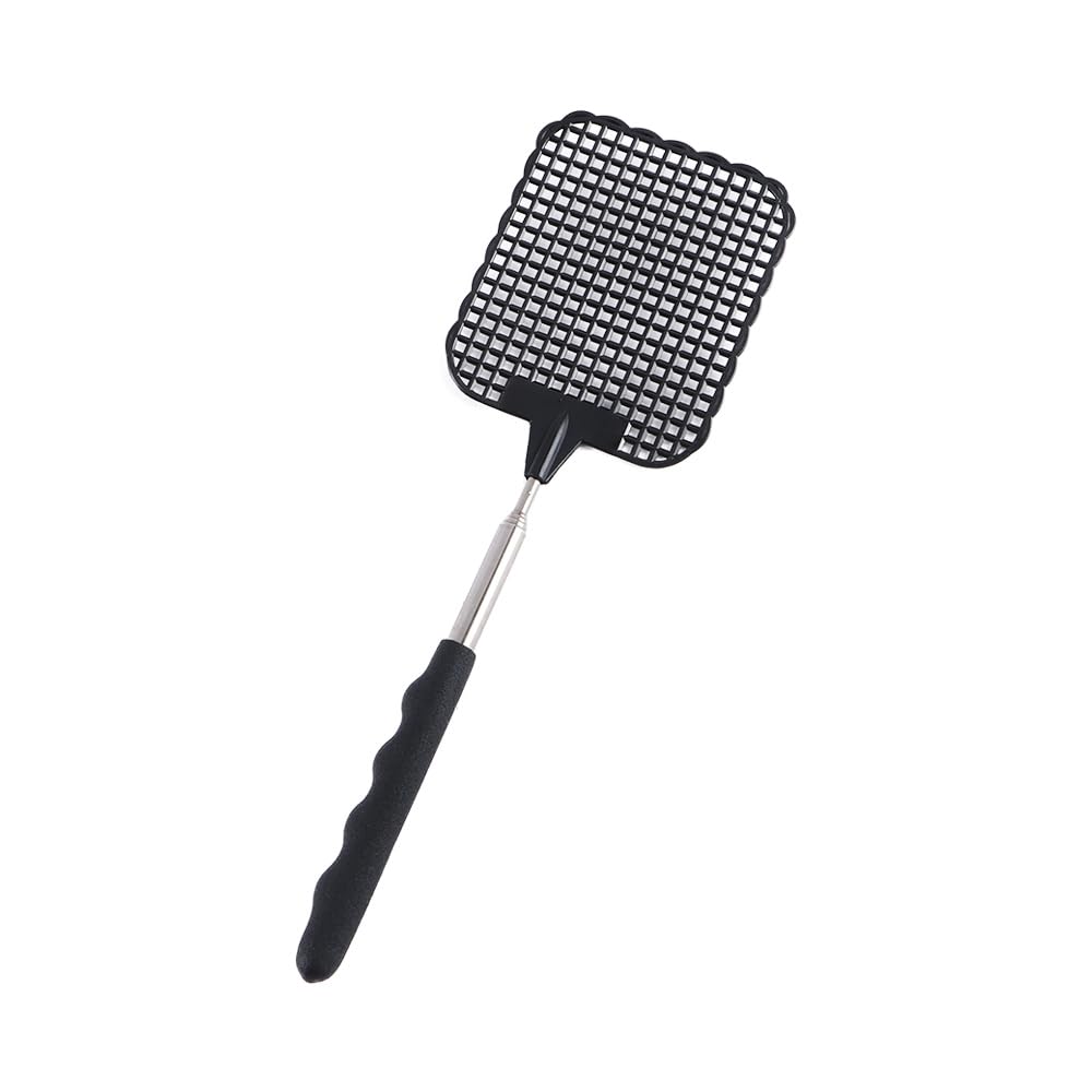 Telescopic Fly Swatters, Plastic Fly Swatter Heavy Duty Set, Extendable Flapper, Extendable Fly Swatter(Black)