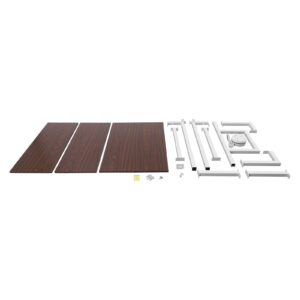 BENTFL Laptop Desk with Shelves, 2-Shelf Wall Mount Desk with Power Strip, Modern Computer Writing Table for Work Platform, Ladder Desk, Shelf Desk, Industrial Desk (Brown, White, 30" x 20" x 72.5")