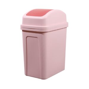 4 Gallon Trash Can with Swing Lid Creative Covered Garbage Buckets Plastic Swing Top Swing Top Can Garbage Bin Flip Sundries to Store Bucket Removable Lid for Bathroom Kitchen Bedroom (Light Pink)