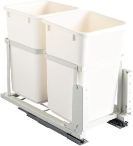 silverline double soft close pull-out waste bin with under-mount slides,44l capacity, fits 15" base cabinets