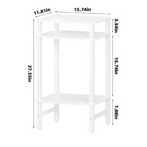 YUFAM 28in Tall Side Tables Set of 2, 3 Tier Small end tables for small spaces, narrow entryway tables with Storage, entrance tables for front door, Wooden frame, for Living Room, Bedroom, Hall, White