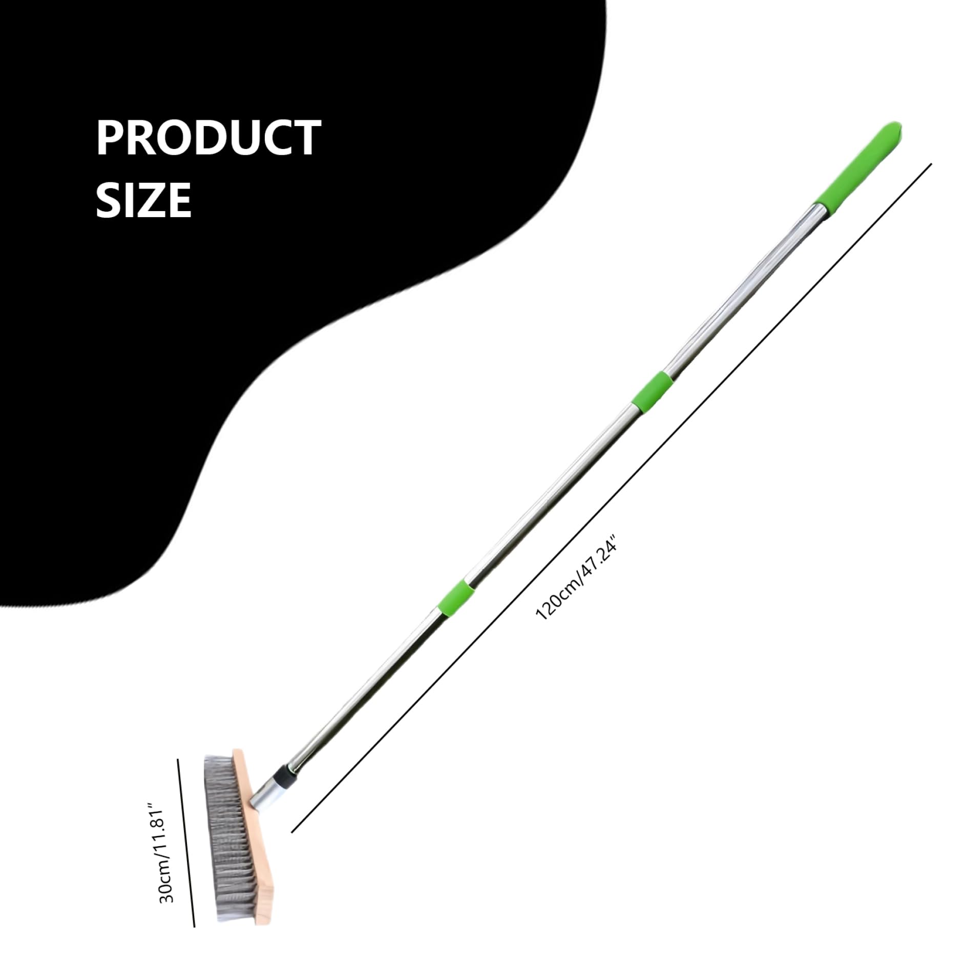 Wire Broom Stainless Steel with Handle 47.2'' Adjustable Deck Scrubber Outdoor Heavy Duty Garden Broom for Moss Concrete Floor Sidewalks Decks, Outdoor Broom