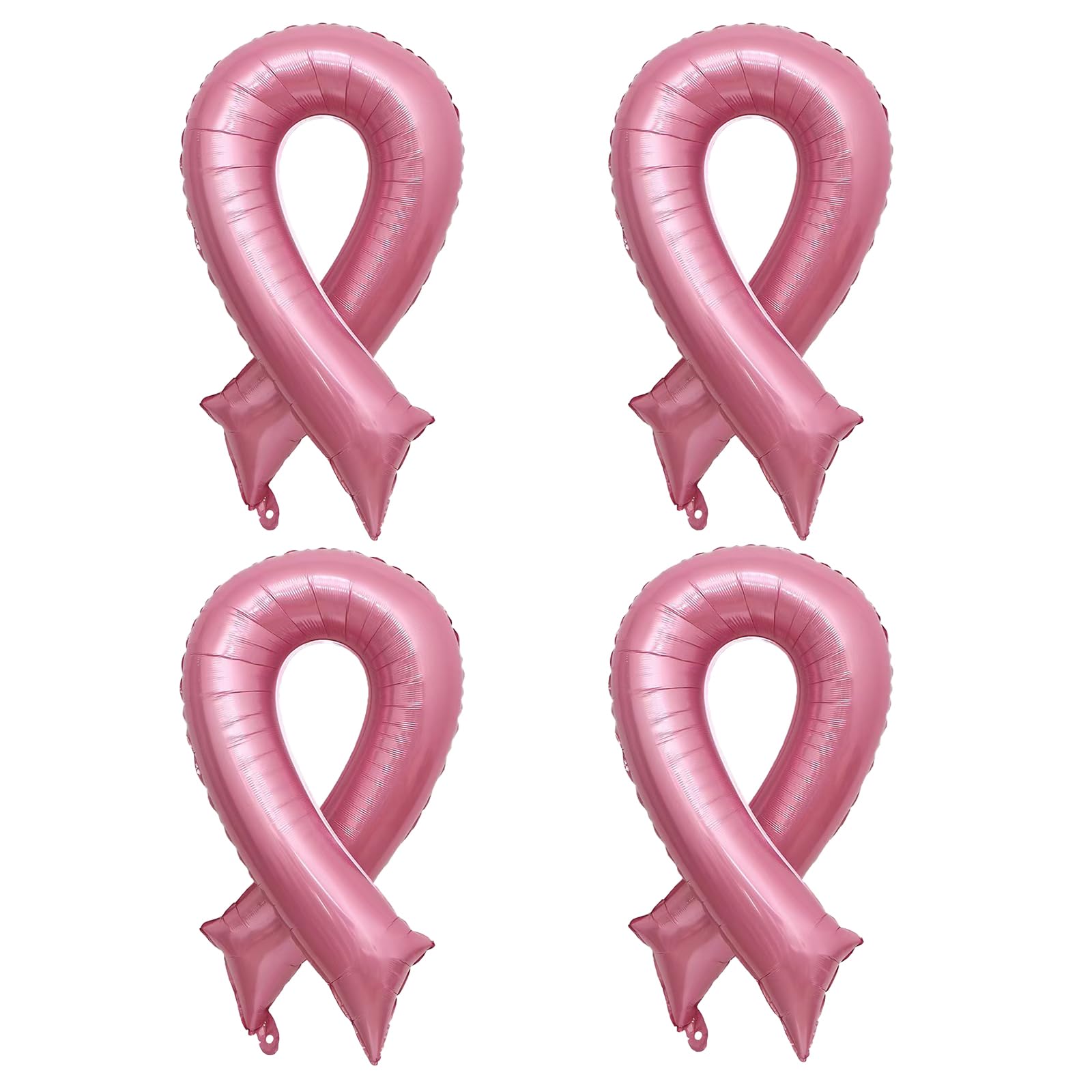 4 Pack Breast Cancer Awareness Pink Ribbon Balloons, 42 * 28 Inches Jumbo Foil Balloons For Breast Cancer Awareness Party Decor