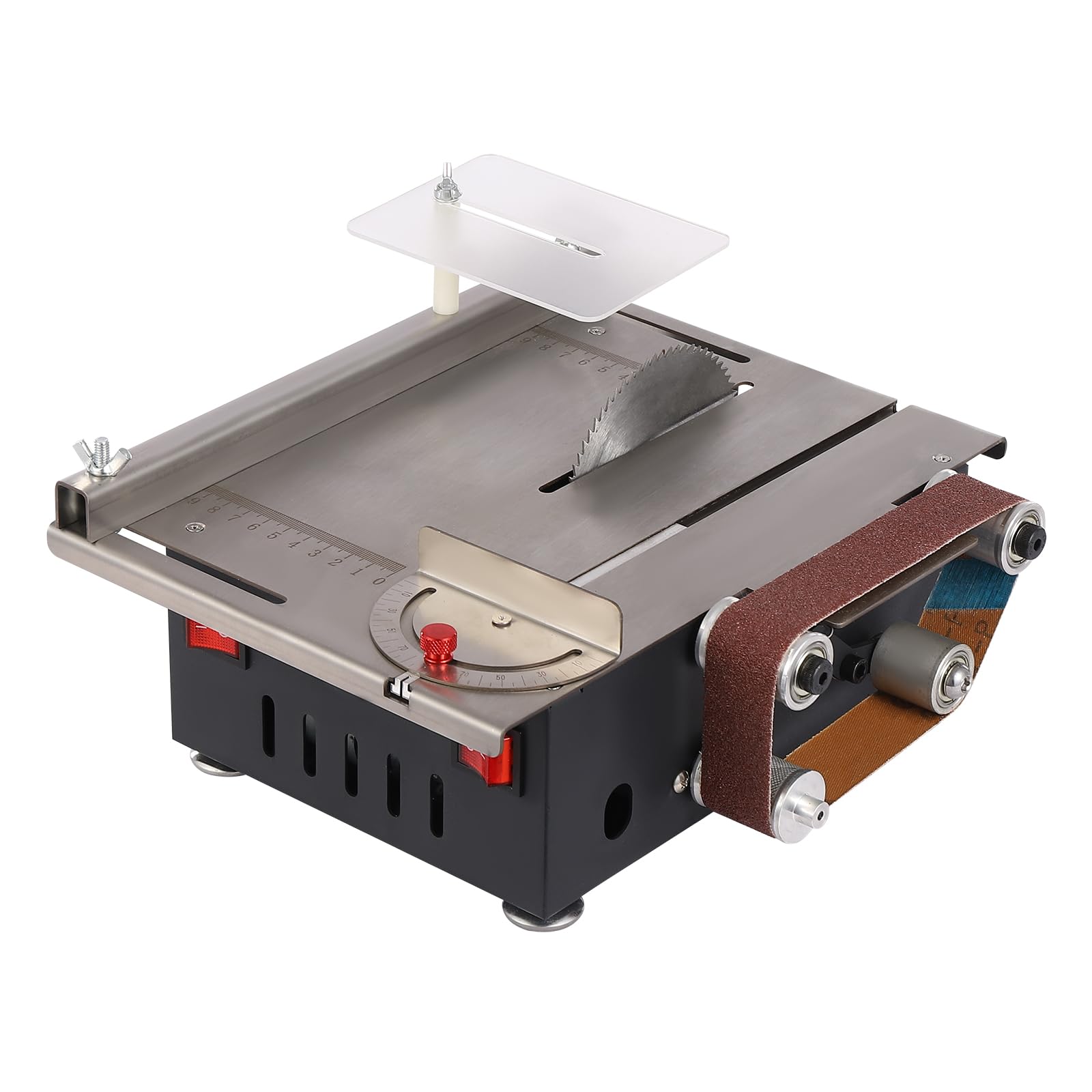 Mini Table Saw 10000RPM Hobby Electric Saw 7-Level Adjustable Speed 0-90 Angle 1.3Inch Cutting Depth DIY Crafts Cutting Tool for Metal Wood Plastic Acrylic 200W