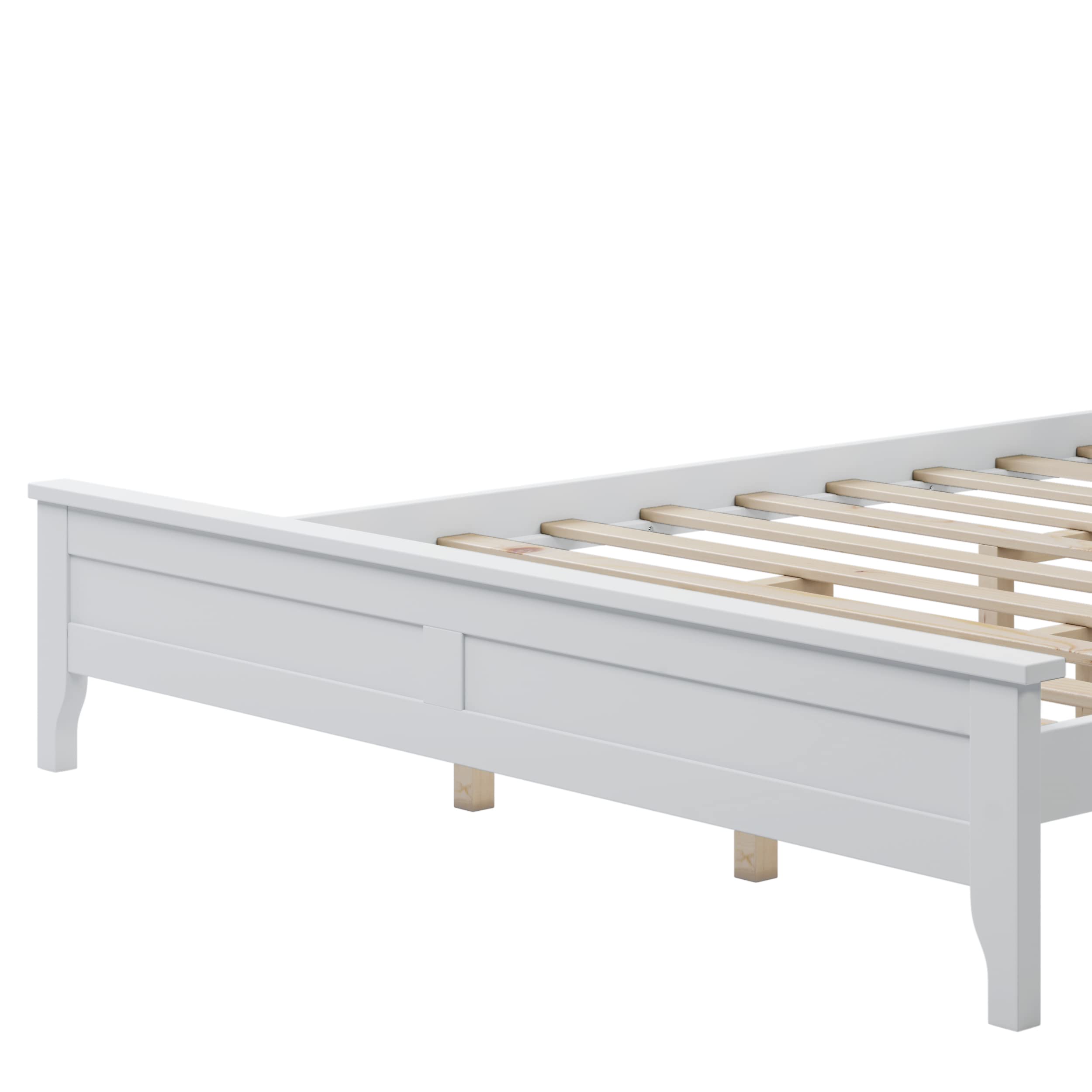 LZ LEISURE ZONE Queen Size Platform Bed, Modern Solid Wood Queen Platform Bed Frame, No Box Spring Needed, White