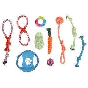 cosmicrowave 10pcs pet cotton rope toy dental dog rope toys colorful dog chew rope toys puppy chew toys interactive puppy chewing molar toy for medium large dog