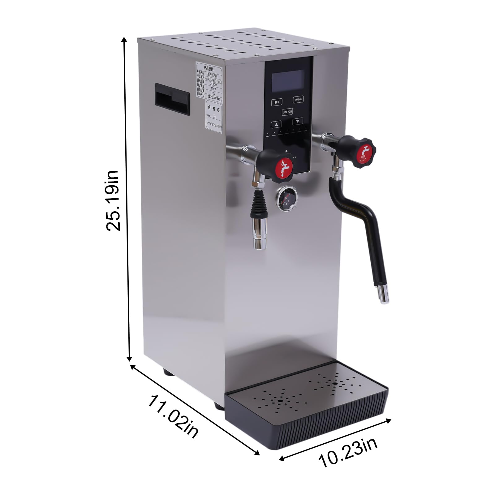 12L Steam Water Boiling Machine, 2500W Foam Maker Espresso Coffee Milk, Espresso Coffee Milk Foam Cafe TOP with LED Display, 110V,for Espresso Coffee Tea