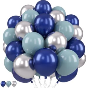 navy blue silver balloons, dusty blue silver balloons 12 inch retro blue latex balloons for boho birthday baby shower party wedding bridal shower anniversary graduations decorations supplies