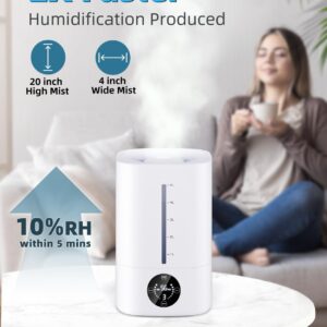 5L Humidifiers for Bedroom, 50H Runtime Humidifier for Large Room, Ultra-Quiet 28dB Cool Mist Air Humidifier for Home Baby Nursery & Plants, Auto Shut-off and BPA-Free for Safety, Easy to Clean