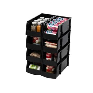 Generic Medium Plasctic Multipack Black Stackable Storage Bins Black