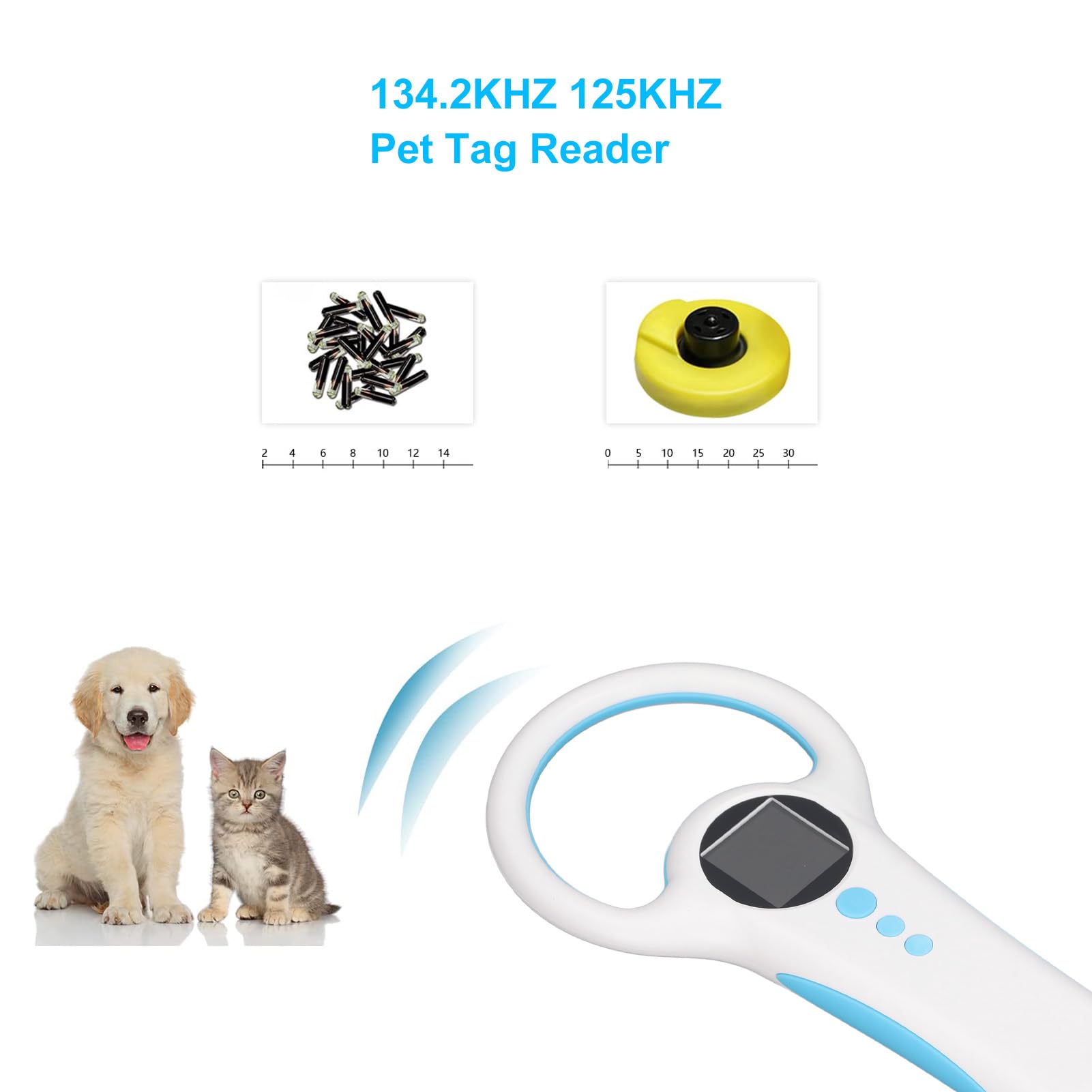 RFID Animal Chip ID Reader Handheld Animal Tag Scanner Supports EMID FDX B 500 Entries for 134.2KHZ 125KHz