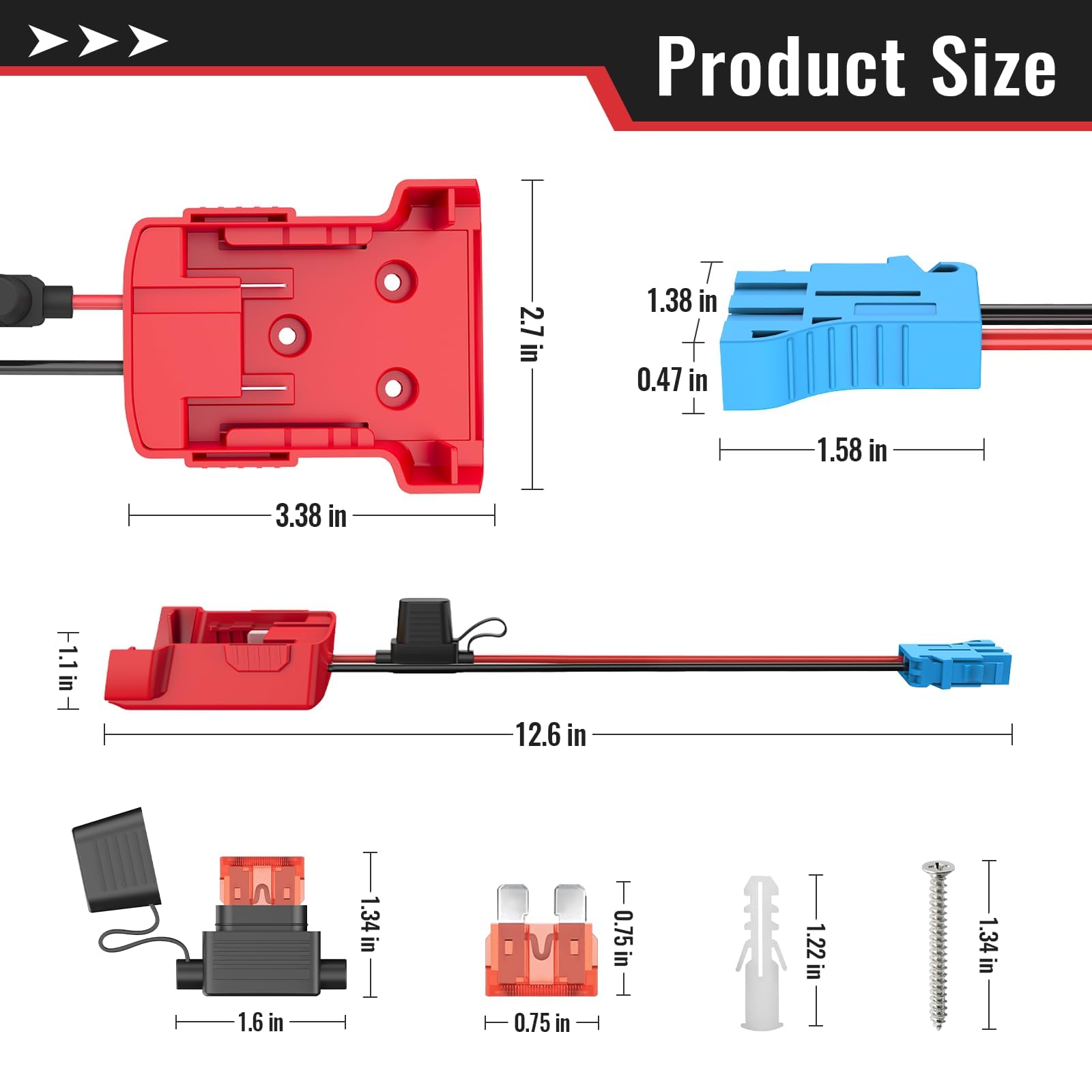 Kzreect 18V Power Wheels Adapter for Milwaukee 18V Battery, Power Wheels Battery Conversion Kit with Fuse Holder and Wire Harness Connector, Compatible with Peg-Perego Kids Ride-on Toy