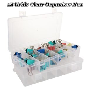 EATHEATY 6 Pack 18 Grids Clear Organizer Box with Adjustable Dividers, Compartment Storage Container Tackle Box for Beads Organizer Art DIY Fishing Tackles Jewelry Craft