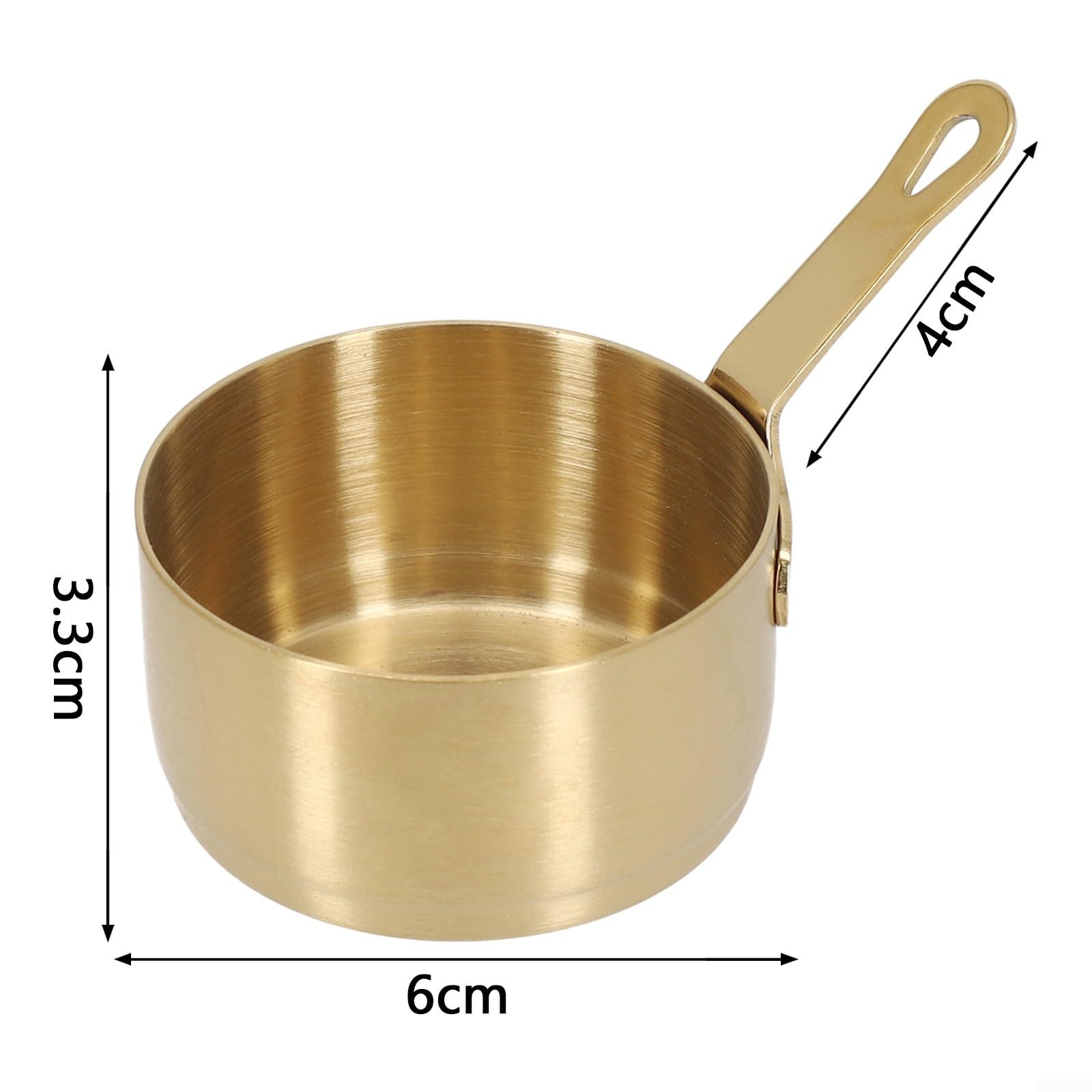 60/80/100ml Stainless Steel Sauce Pan, Cookware Collection Long handle, Mini Saucepan Milk Butter Melting Pot with hanging hole, Easy to Store(Gold 80ML)