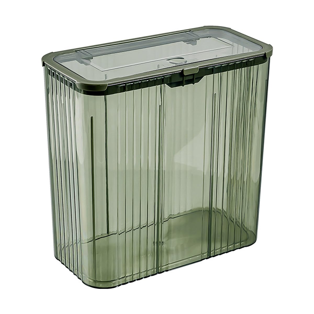 Aiabaleaft Transparent Trash Can Bathroom Trash Cans with Lids Plastic Slim Waste Basket with Press Top Lid 3.9 Gallon/15L Clear Garbage Can for Bathroom, Bedroom,Office (Transparently Green)