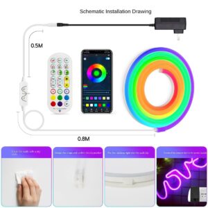 ZZHIC Cross-Border Factory KESHU Neon Light with Waterproof Music led Low Voltage 24V Soft Silicone Light Belt American Gauge (WiFi 5m 480light)