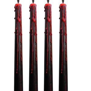 Viyffo Vampire Tears Taper Candles 10 Inch Set of 4 Unscented, Smokeless Long Tall Black Tapered Candle Sticks for Home, Spooky Decor Gothic