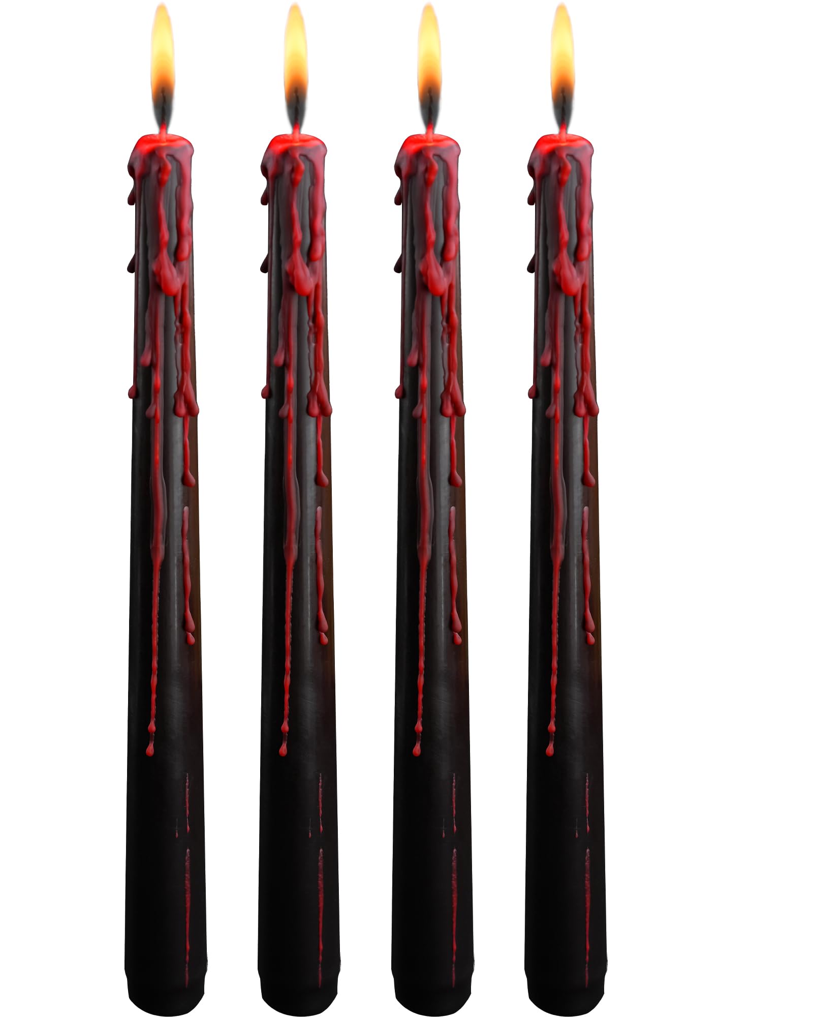 Viyffo Vampire Tears Taper Candles 10 Inch Set of 4 Unscented, Smokeless Long Tall Black Tapered Candle Sticks for Home, Spooky Decor Gothic