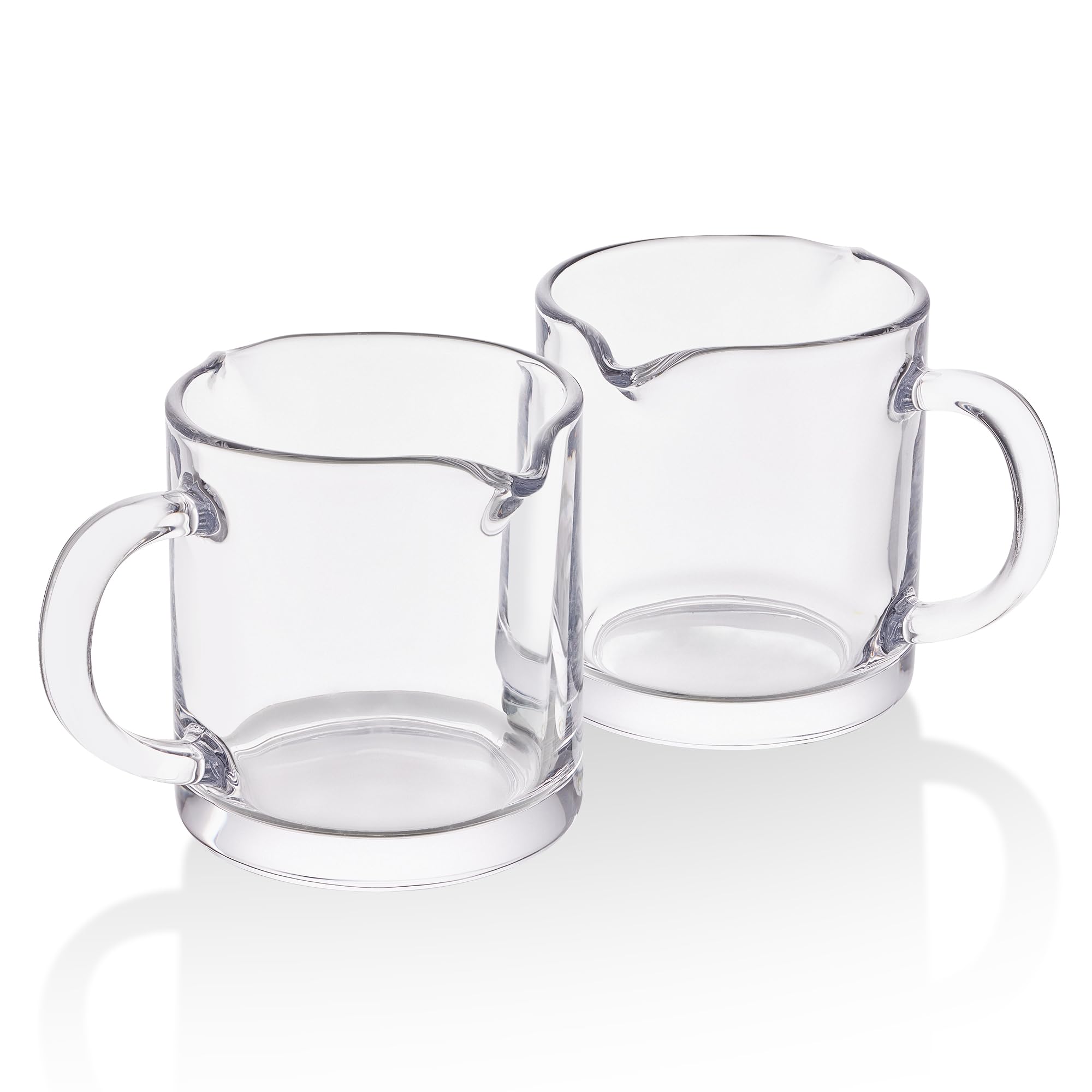 Espresso Cups Set of 2, 4 OZ Double Spouts Cups, Espresso Shot Glasses, Milk Cup with Handle, Clear Glass, Espresso Accessories for Espresso Machine