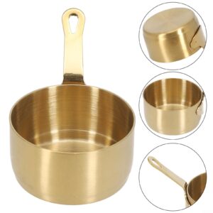 60/80/100ml Stainless Steel Sauce Pan, Cookware Collection Long handle, Mini Saucepan Milk Butter Melting Pot with hanging hole, Easy to Store(Gold 80ML)